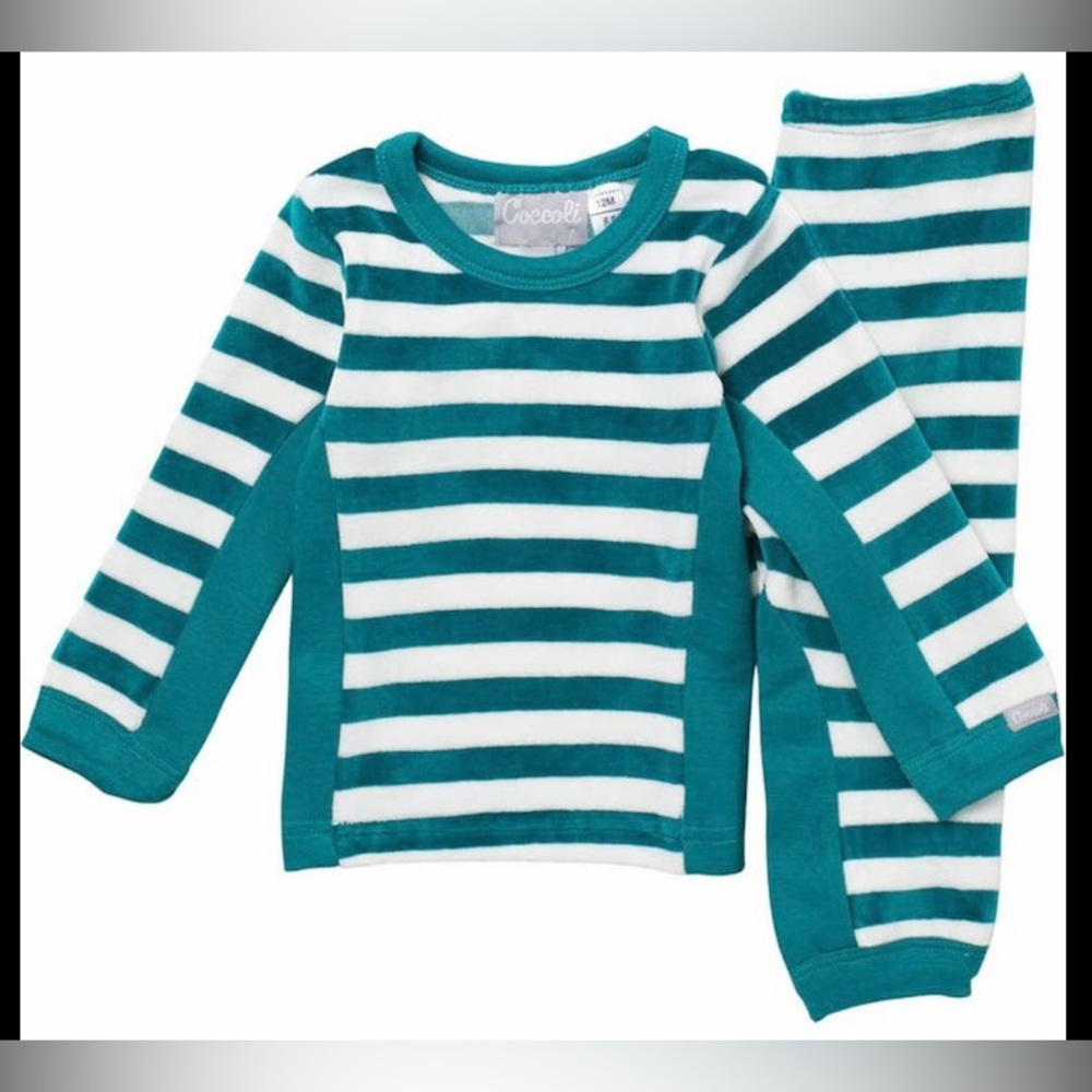 Coccoli Velour Striped Pajama Set Sz 12 mo